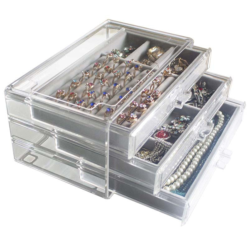 Acrylic 3-Drawer Jewelry & Cosmetics Box