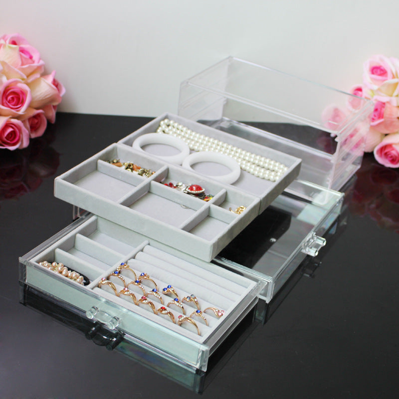 Acrylic 3-Drawer Jewelry & Cosmetics Box