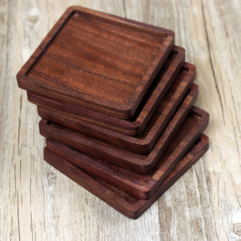 Black Walnut Square Wooden Coasters