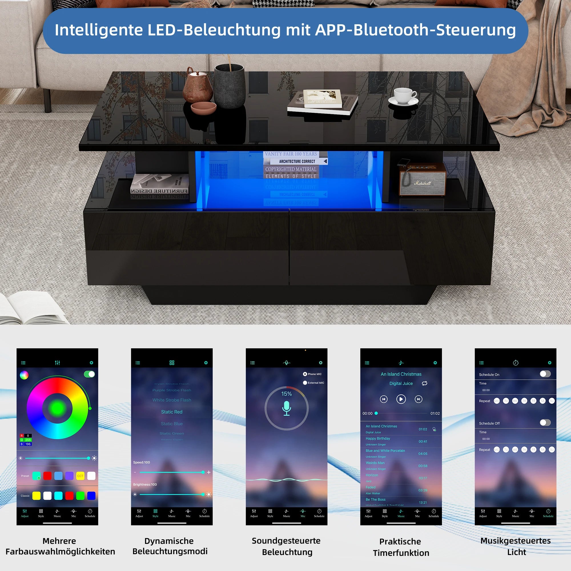 High-Gloss LED Coffee Table