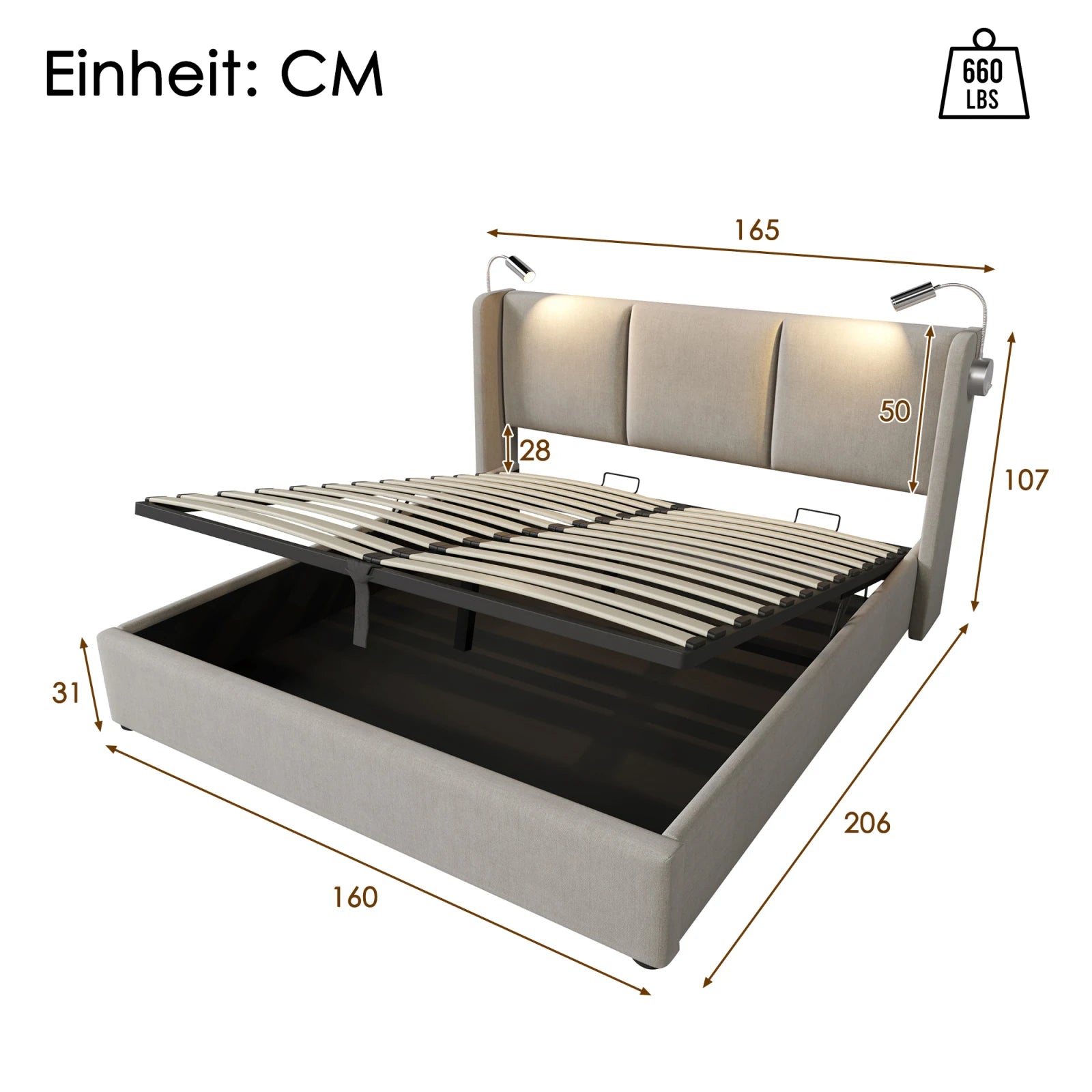 Linen Chest Bed With Lamp