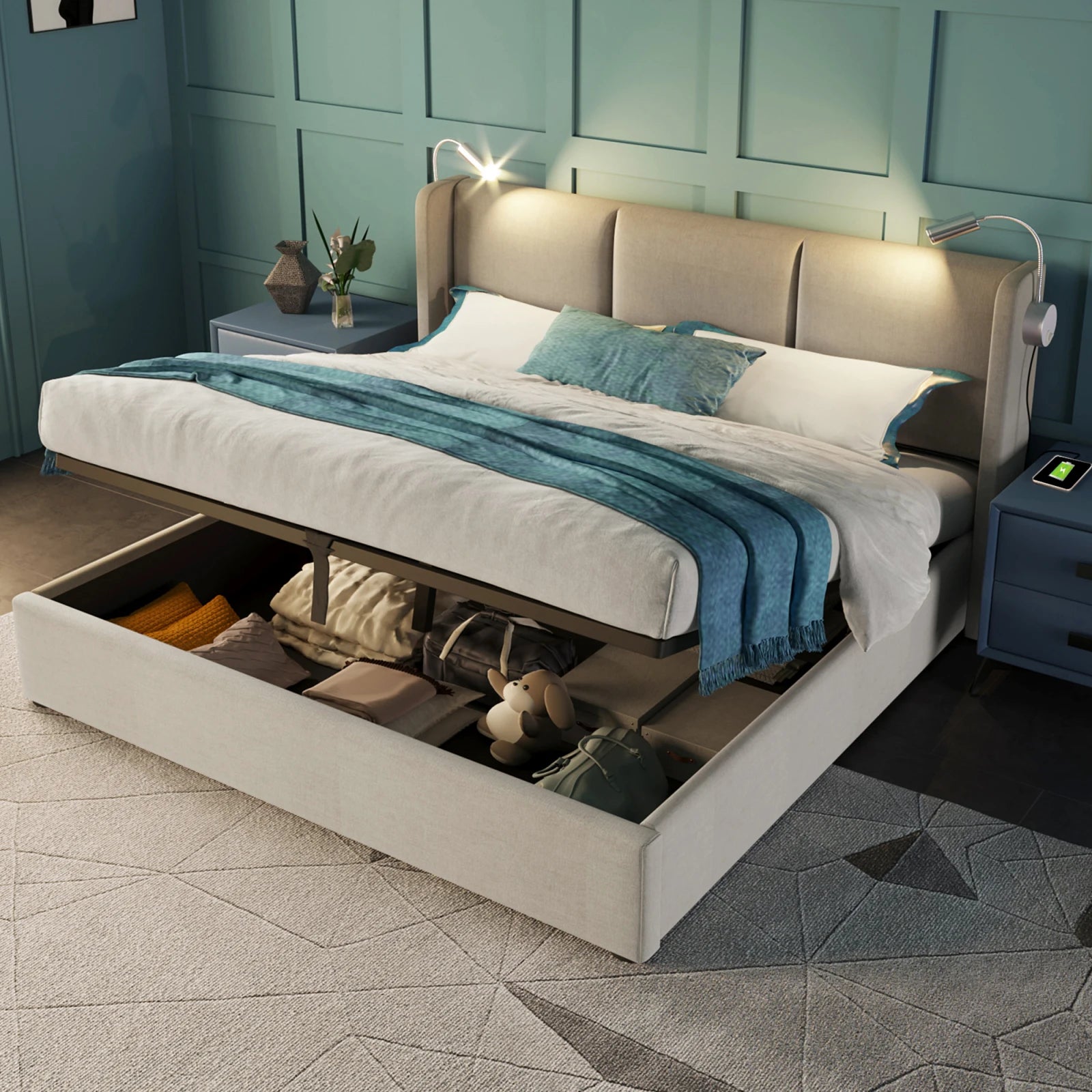 Linen Chest Bed With Lamp