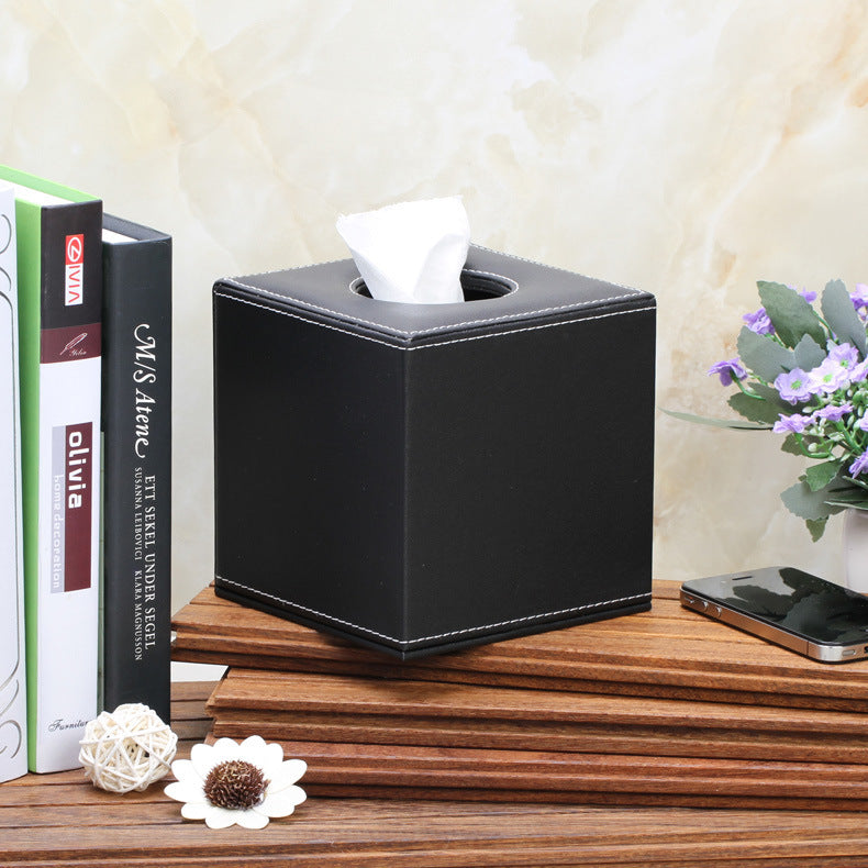 Leather Square Toilet Roll Holder Box