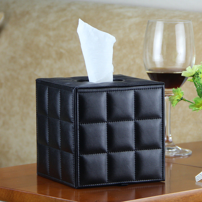 Leather Square Toilet Roll Holder Box
