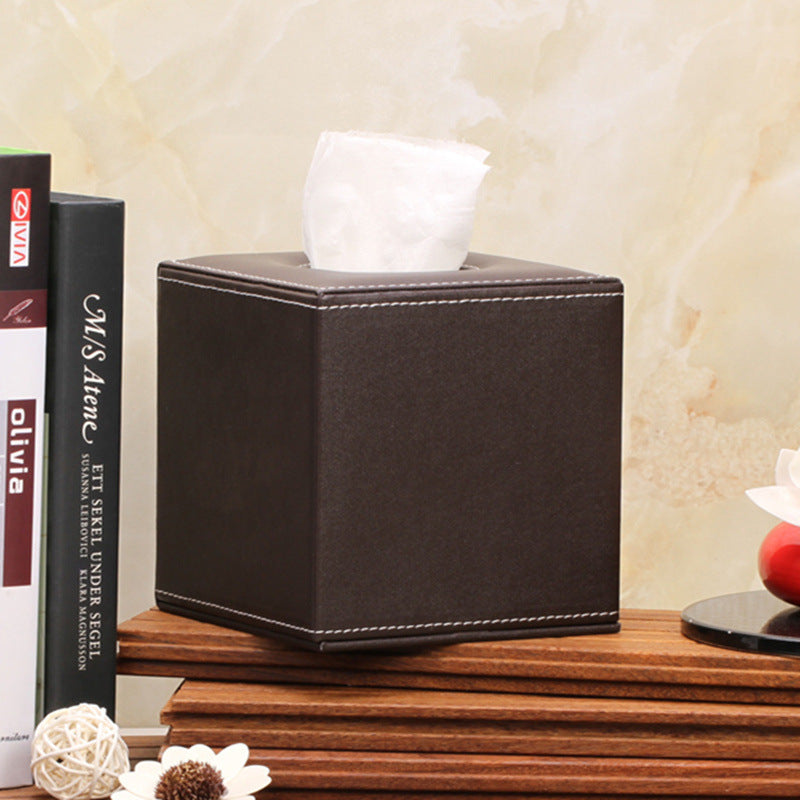 Leather Square Toilet Roll Holder Box