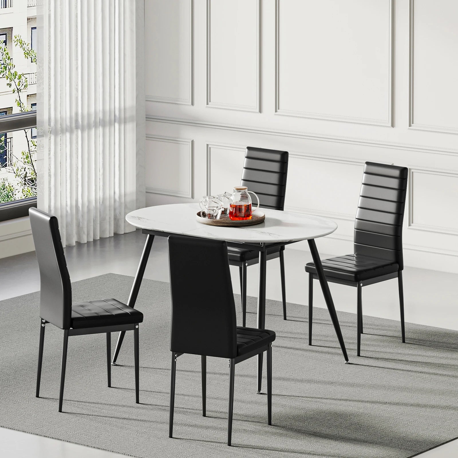Extendable Marble Effect Dining Table