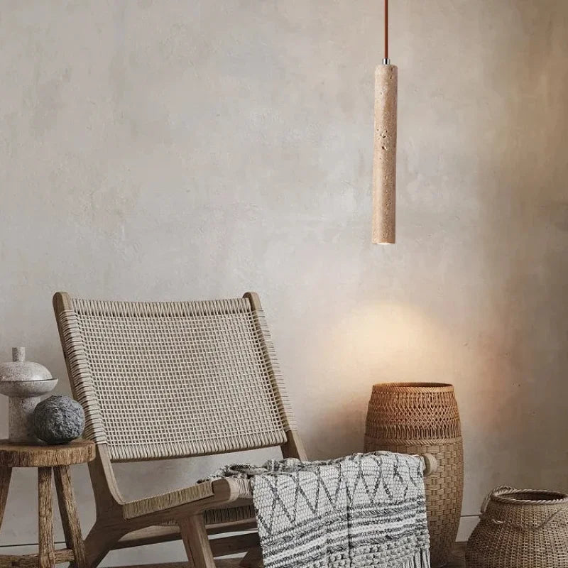 Wood Tube LED Pendant Ceiling Lamp