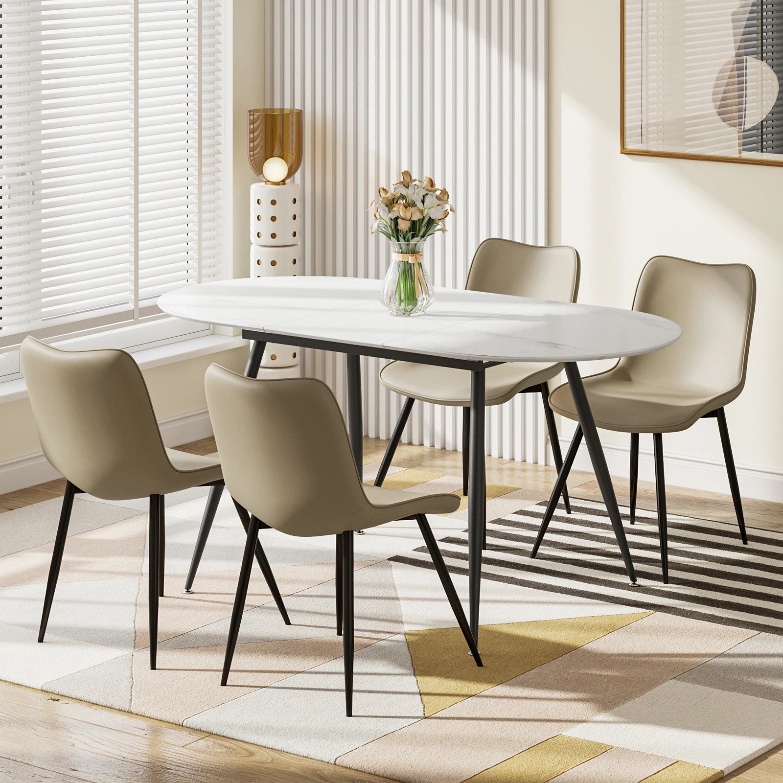 Extendable Marble Effect Dining Table