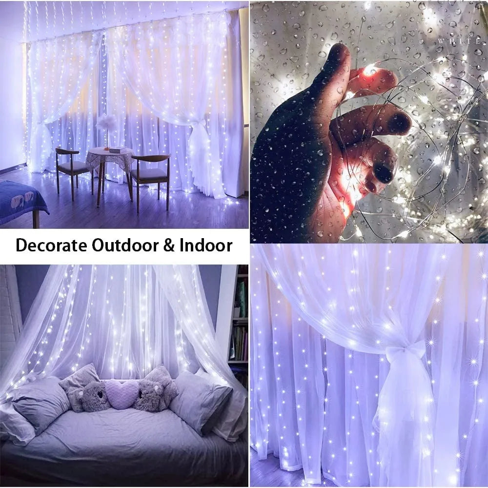 LED Fairy Curtain Lights with Remote - 8 Modes