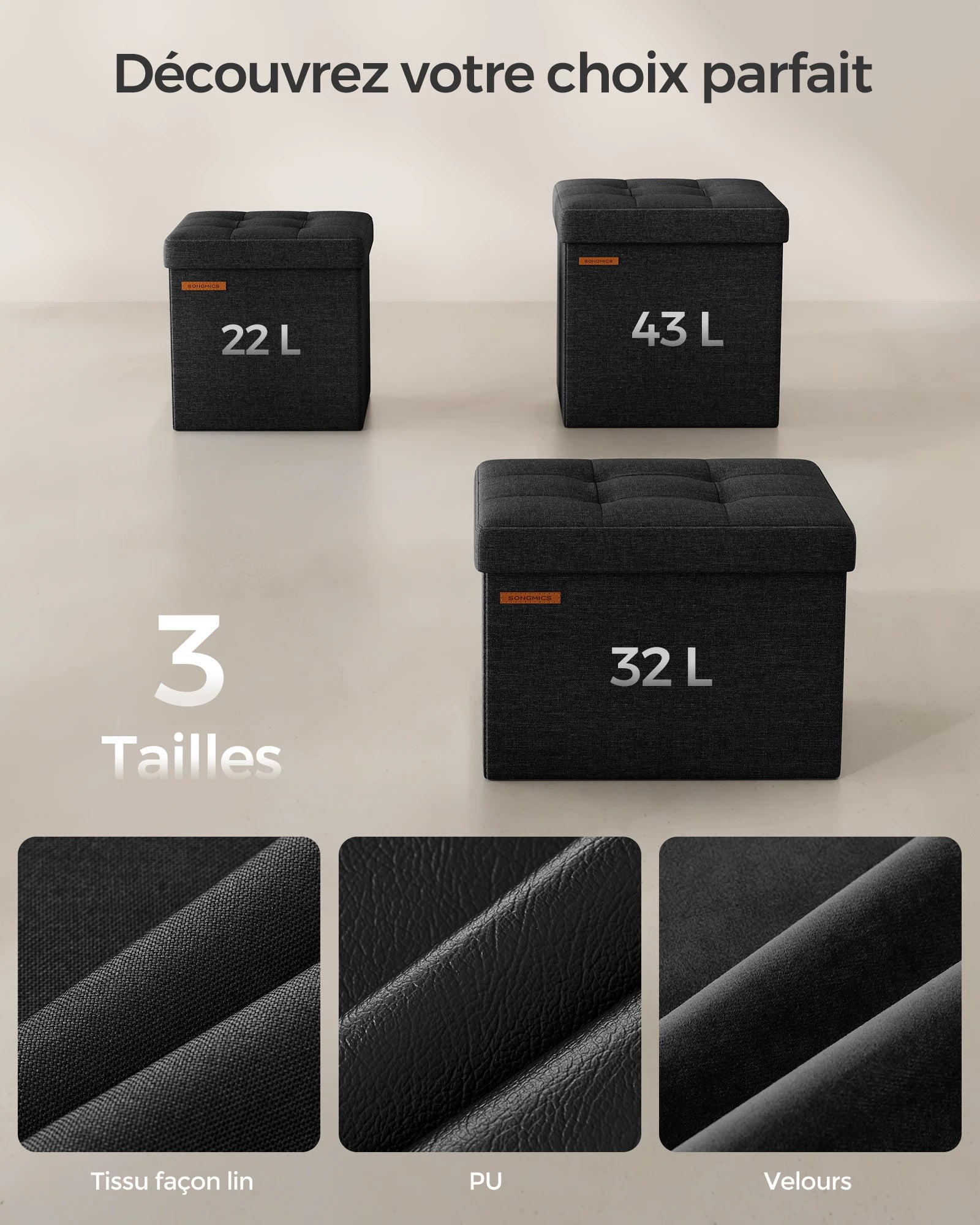 SONGMICS Folding Storage Bench