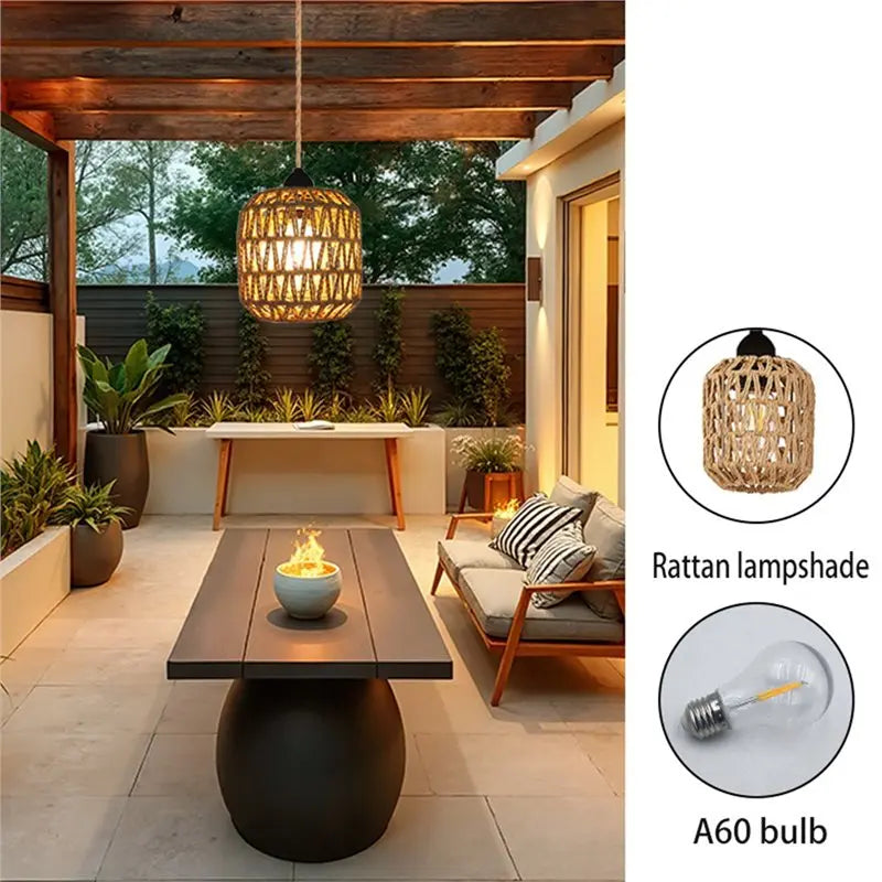 Battery Rattan Outdoor Chandelier