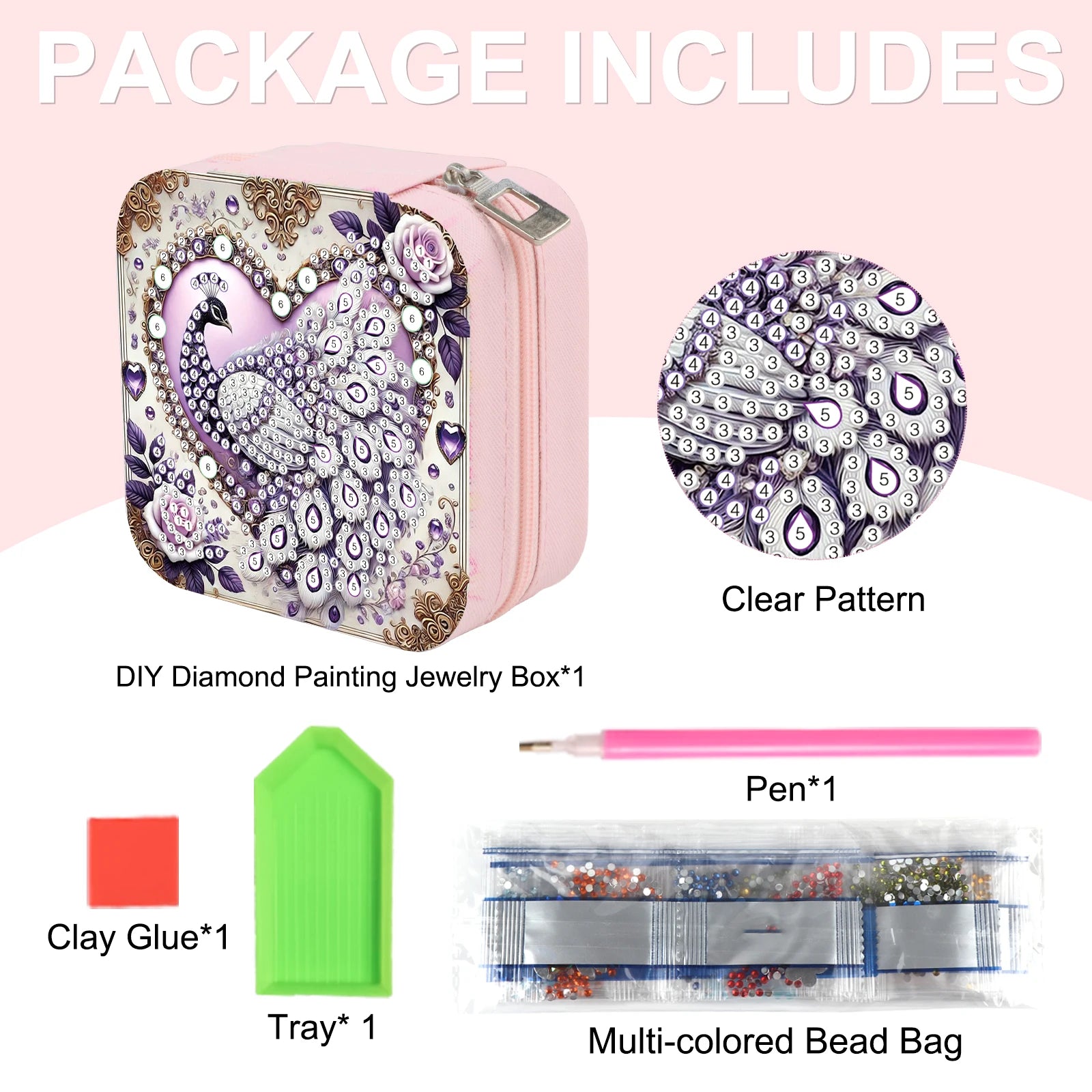 Diamond Art Peacock Jewelry Box