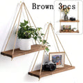 Wooden Hanging Rope Wall Shelf