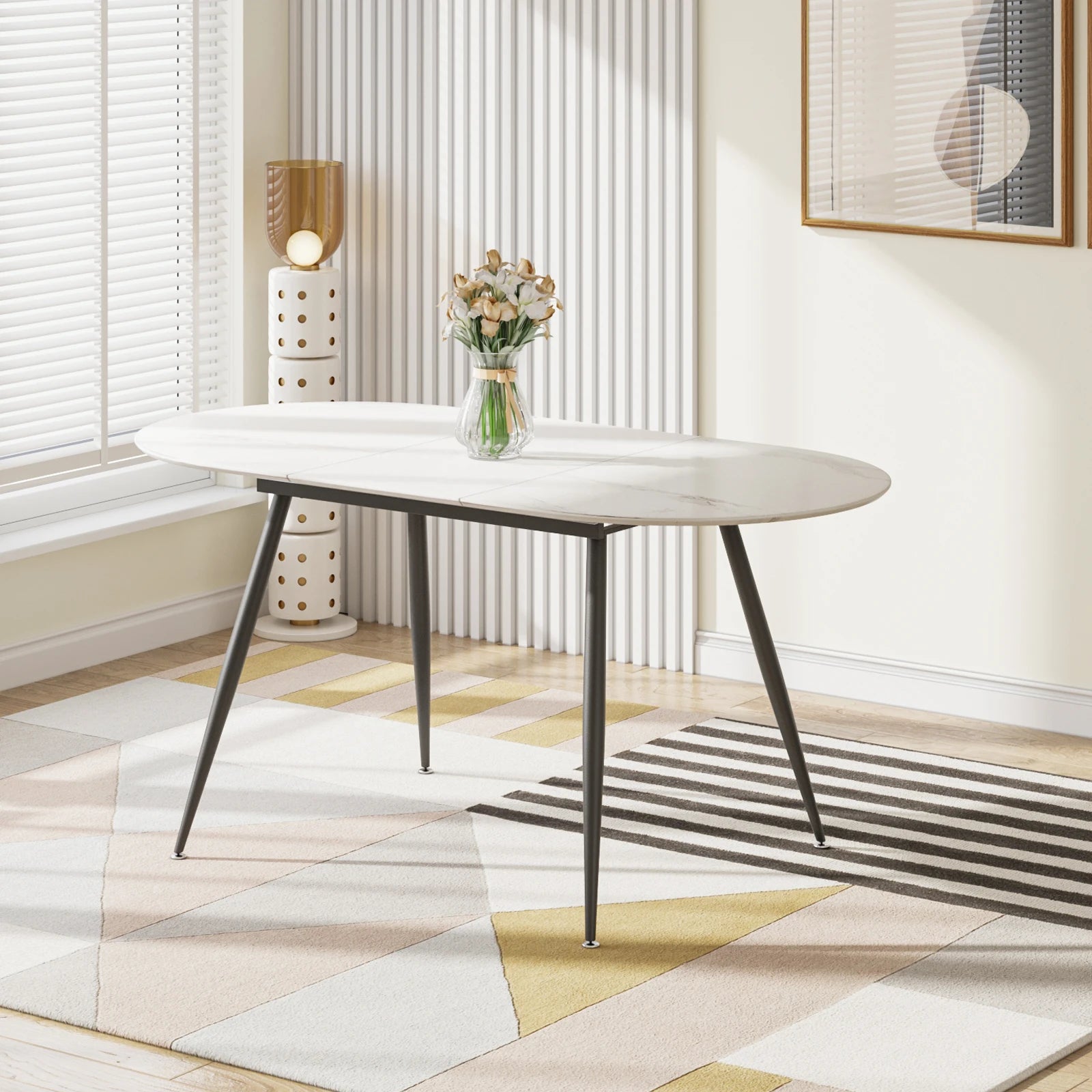 Extendable Marble Effect Dining Table