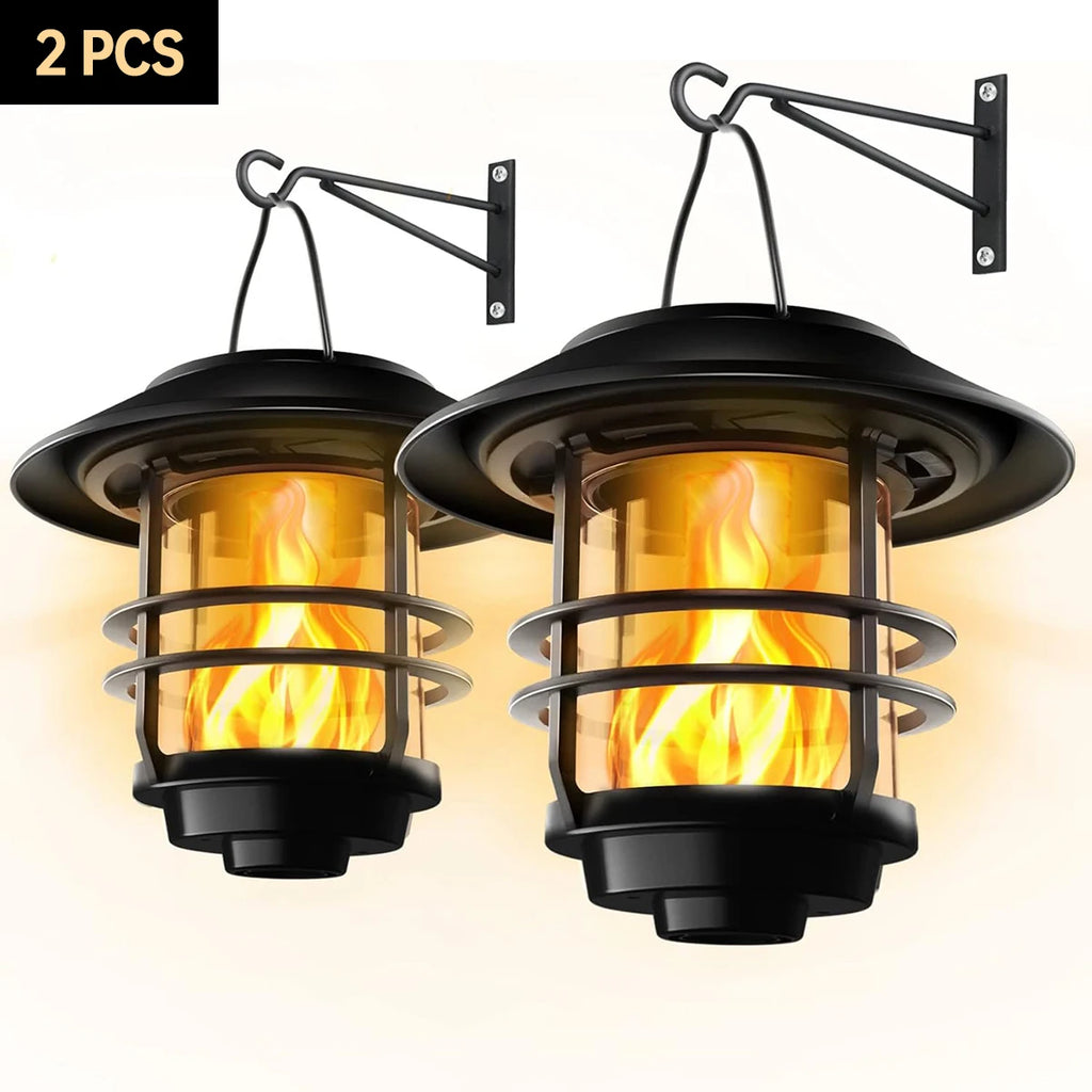 Solar Flickering Flame Wall Lantern (2-Pack)