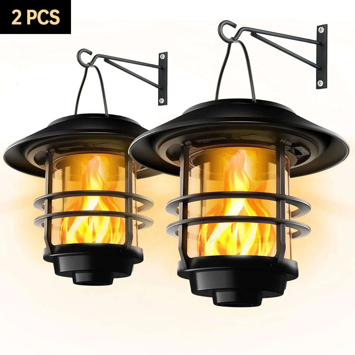 Solar Flickering Flame Wall Lantern (2-Pack)