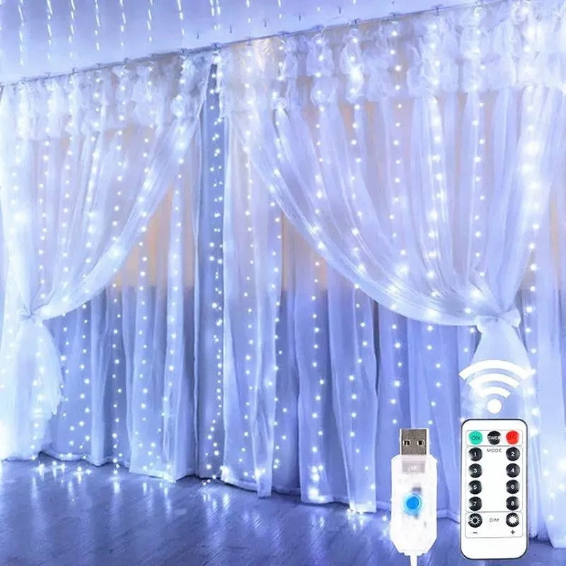 LED Fairy Curtain Lights with Remote - 8 Modes
