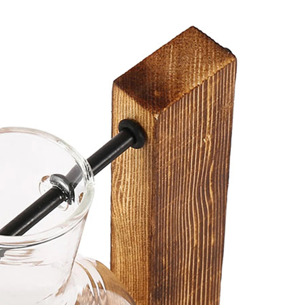 Glass Bulb Vase Wooden Stand