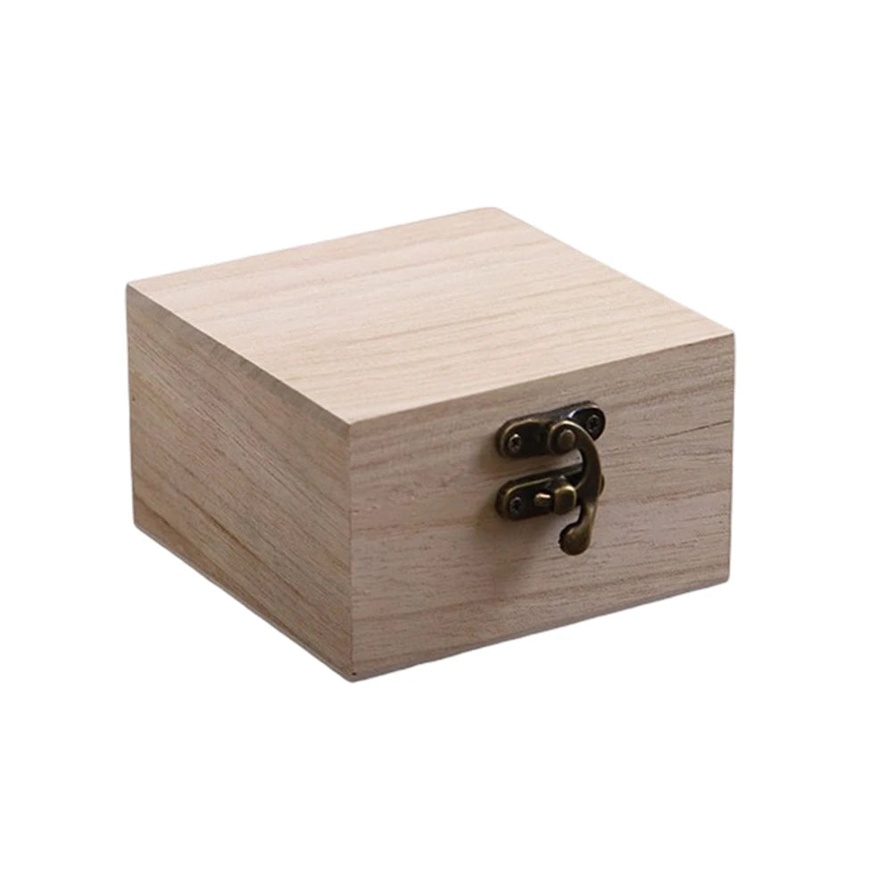 Square Flip-Top Wooden Box