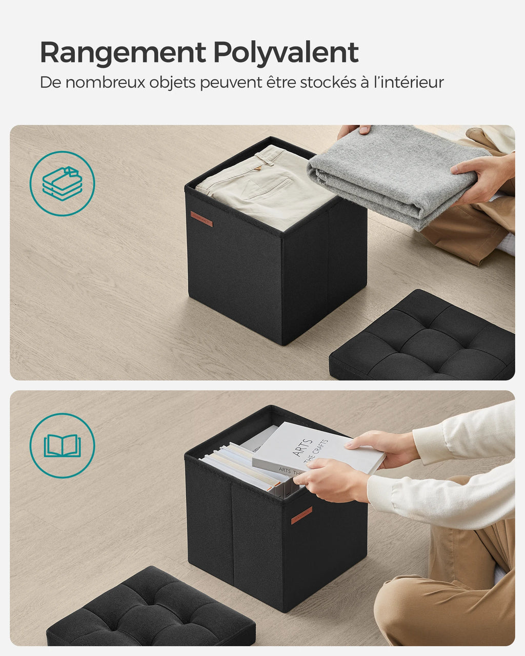 SONGMICS Folding Storage Bench