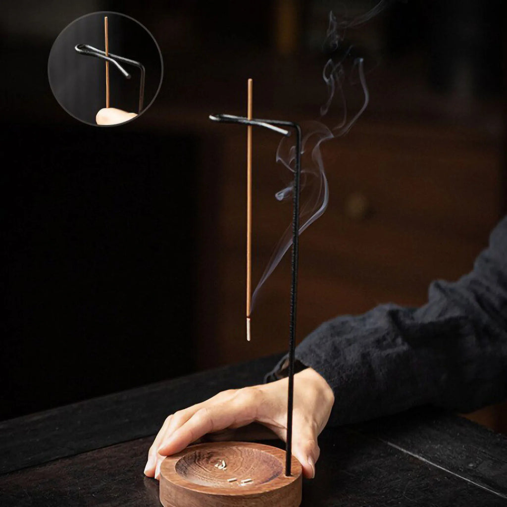 Backflow Incense Burner with Wooden Tray