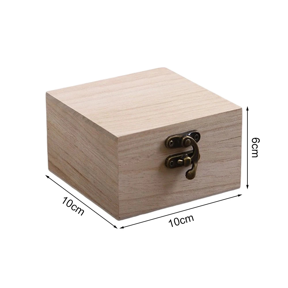 Square Flip-Top Wooden Box