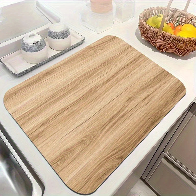 Wood Grain Washing Machine Cover Mat