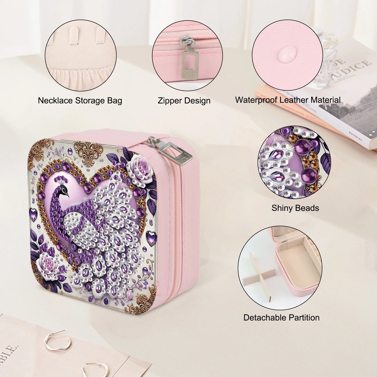 Diamond Art Peacock Jewelry Box