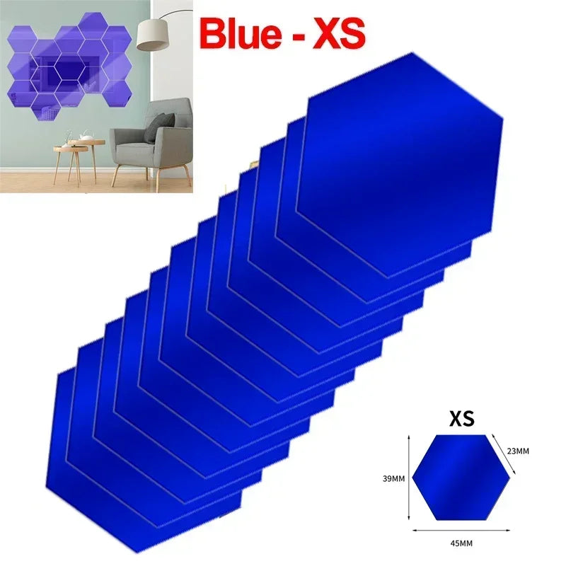 Hexagon Acrylic Mirror Mosaic Wall Tiles