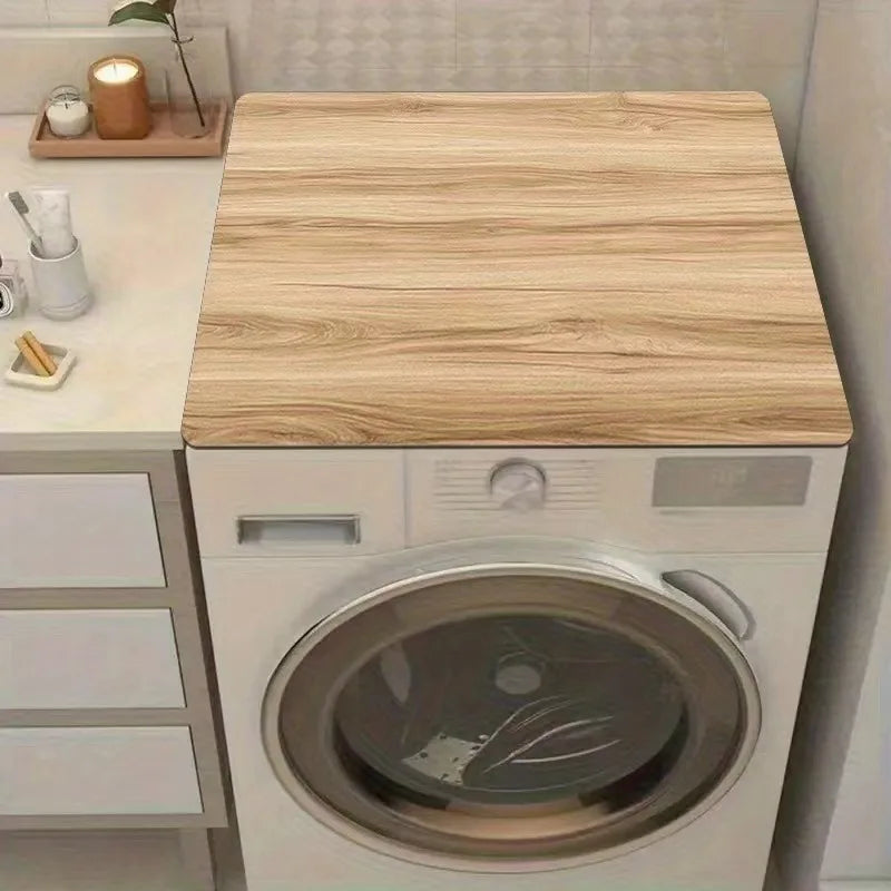 Wood Grain Washing Machine Cover Mat