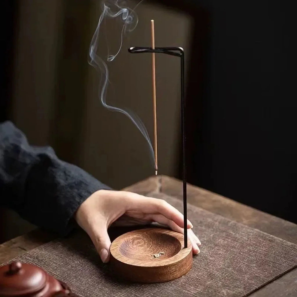 Backflow Incense Burner with Wooden Tray