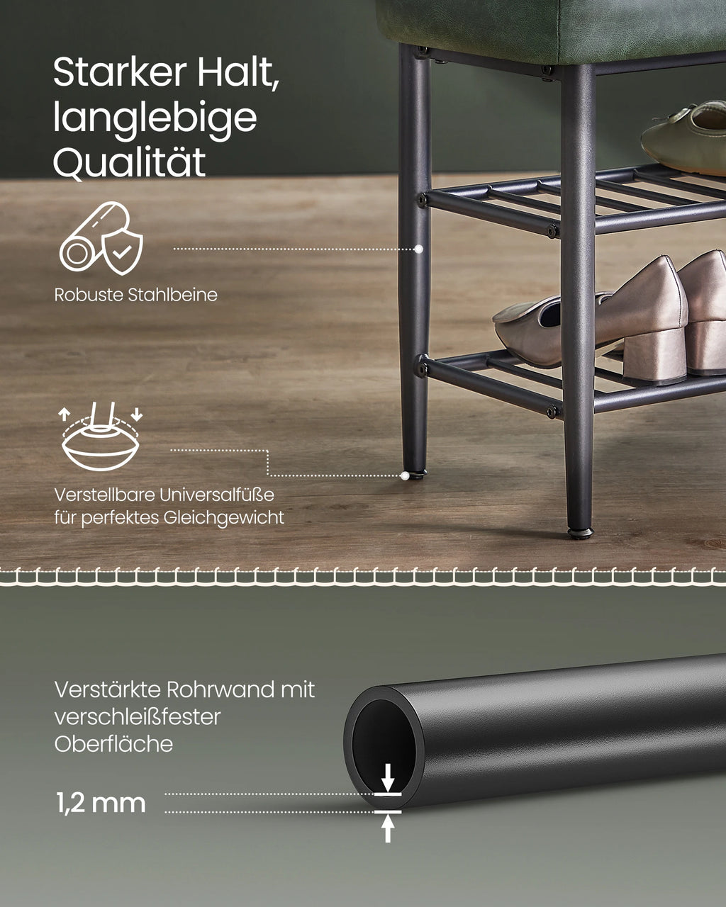 VASAGLE EKHO Leather Shoe Bench