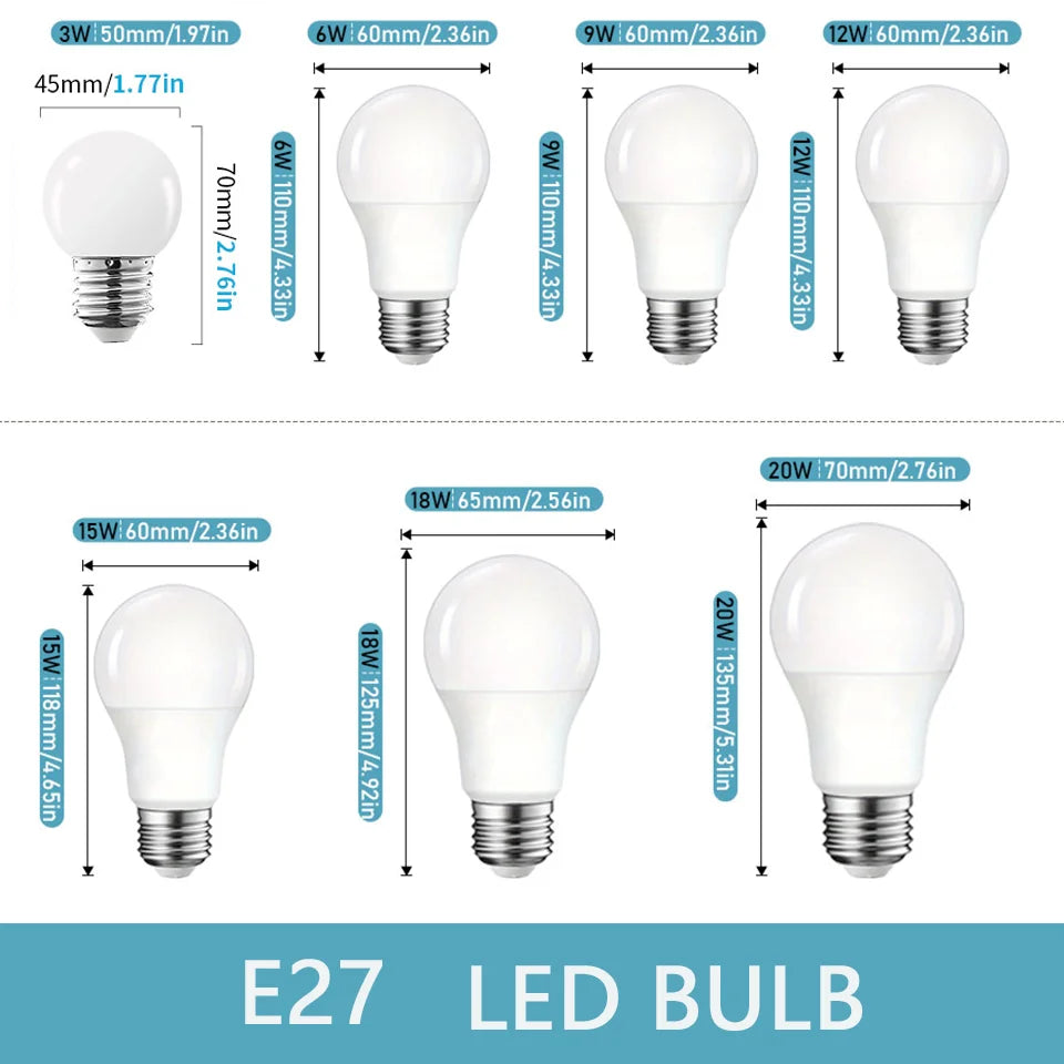 E27 LED Light Bulbs 4-Pack