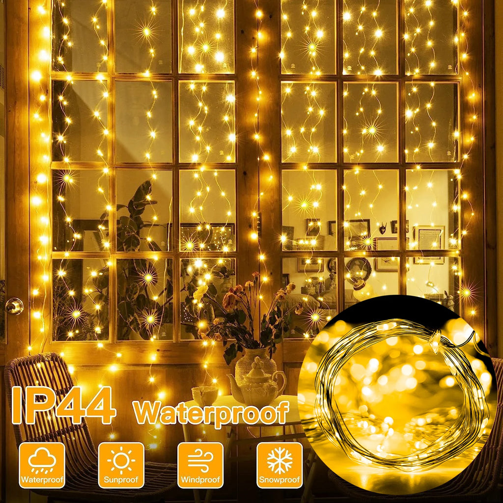 LED Fairy Curtain Lights with Remote - 8 Modes