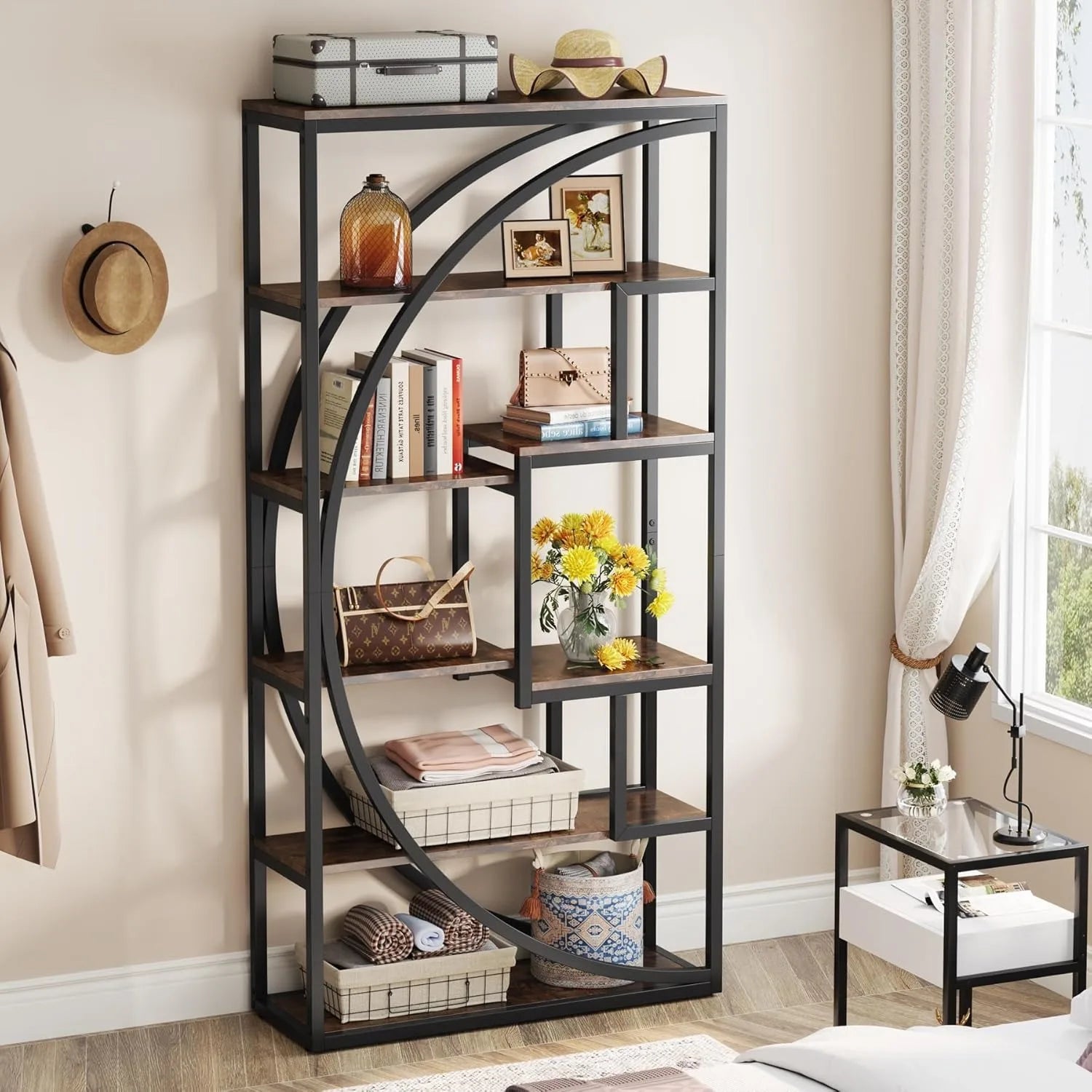 Industrial 5-Tier Etagere Bookshelf