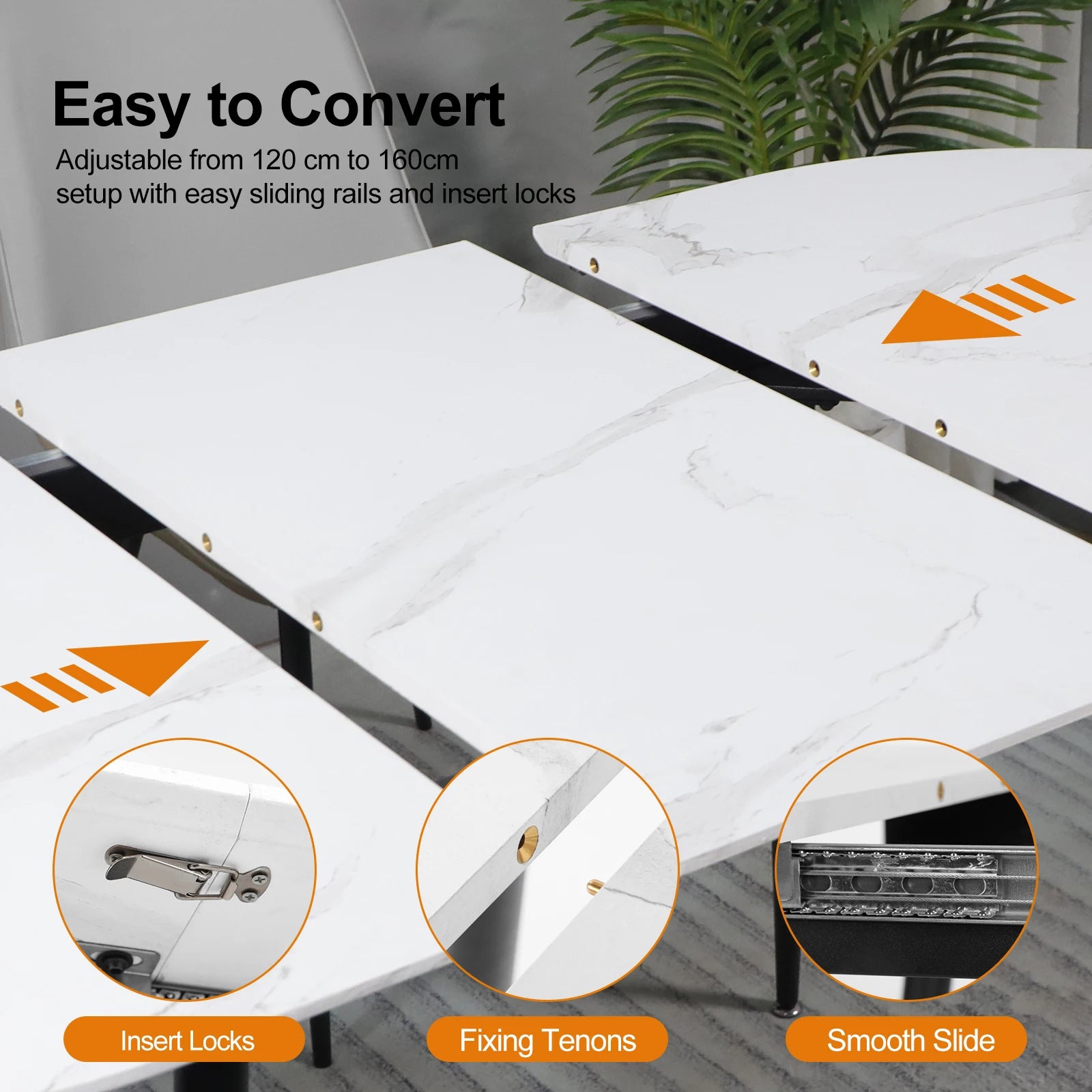 Extendable Marble Effect Dining Table