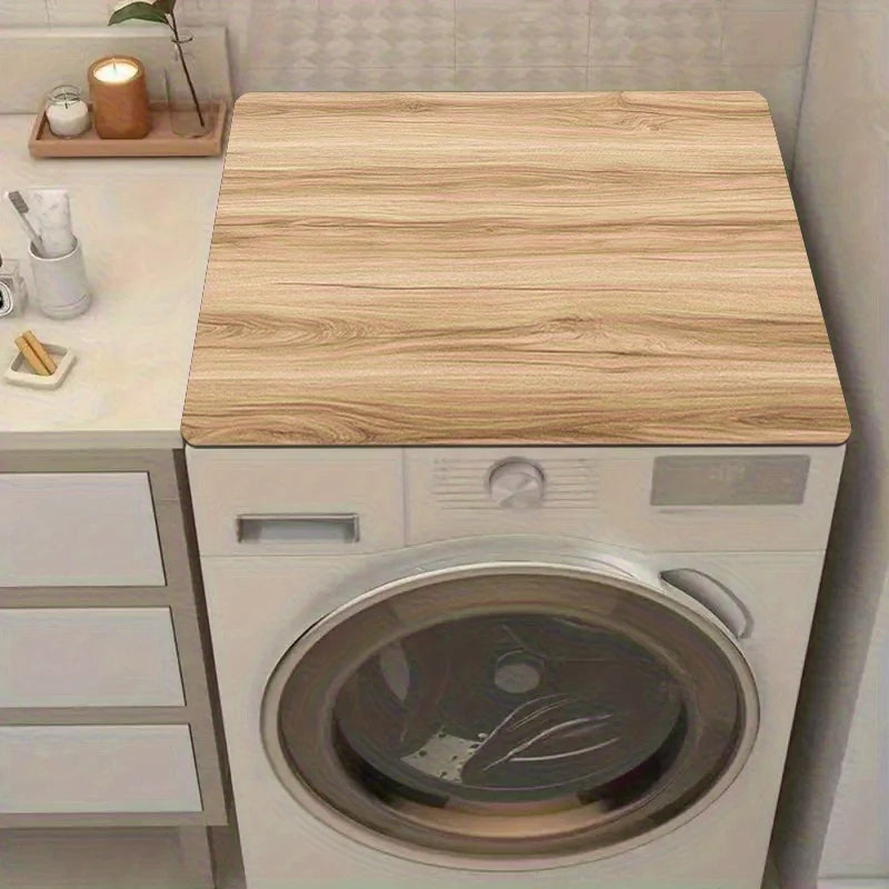Wood Grain Washing Machine Cover Mat