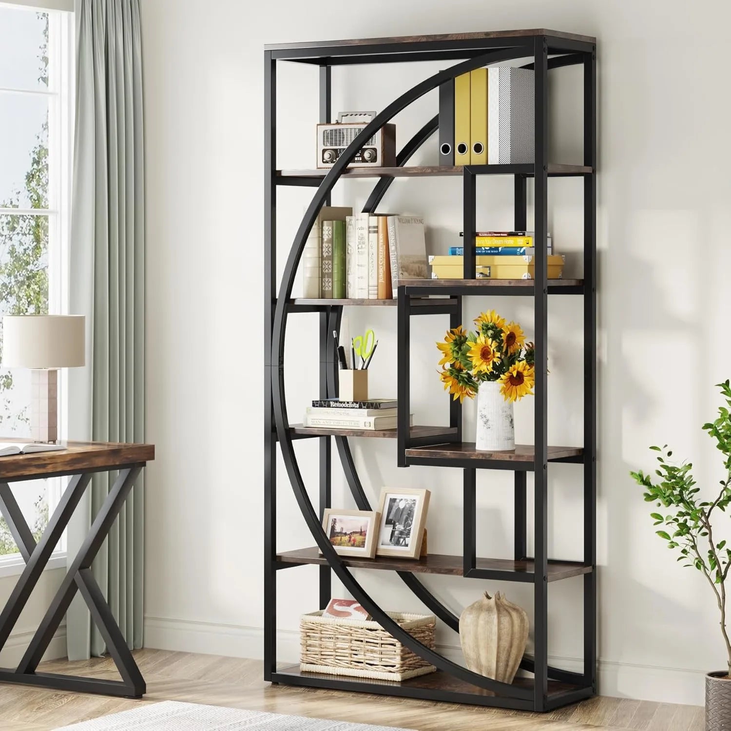 Industrial 5-Tier Etagere Bookshelf