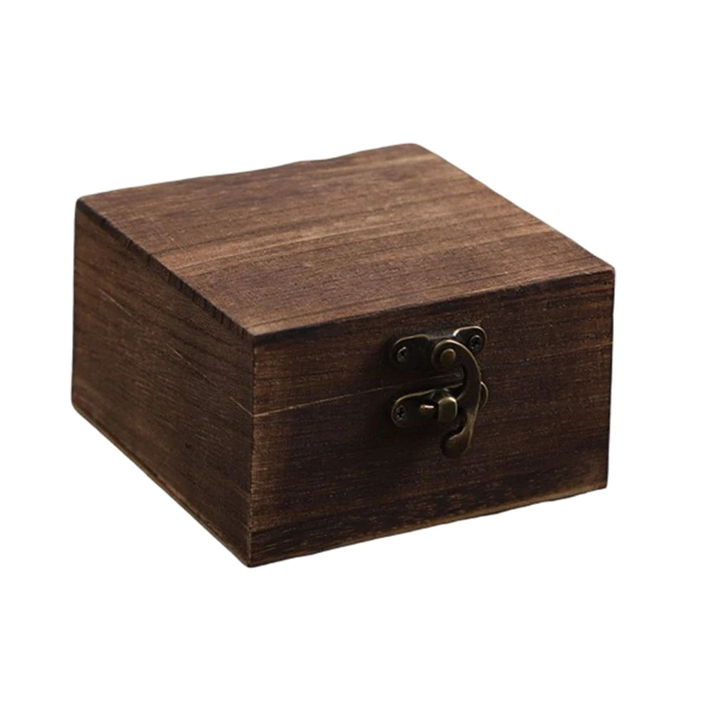 Square Flip-Top Wooden Box