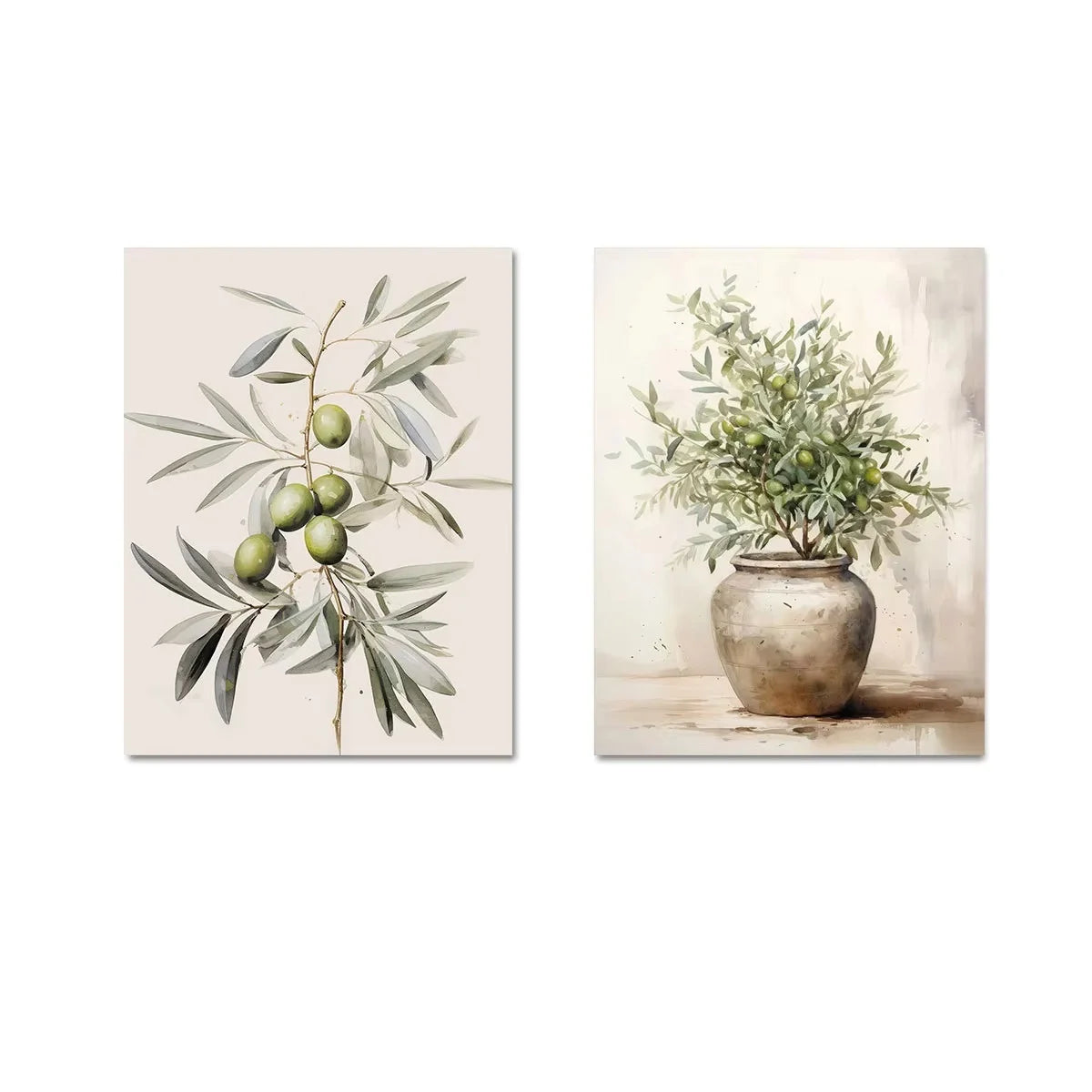 Olive Tree Botanical Art Prints (Set of 2)