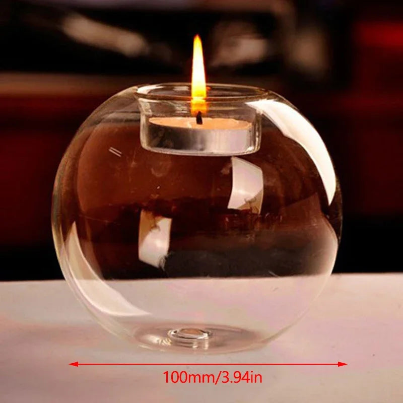 Round Glass Candle Holder Centerpiece