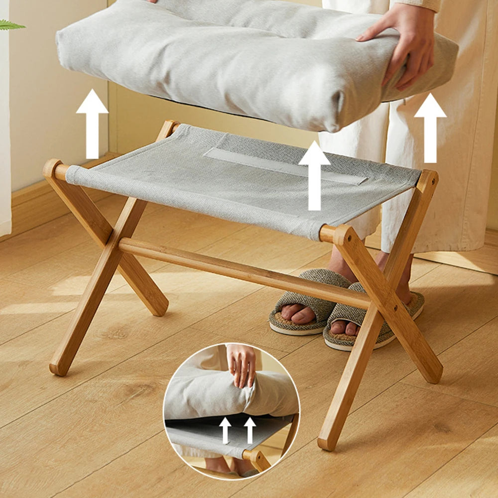 Bamboo Foldable Shoe Stool