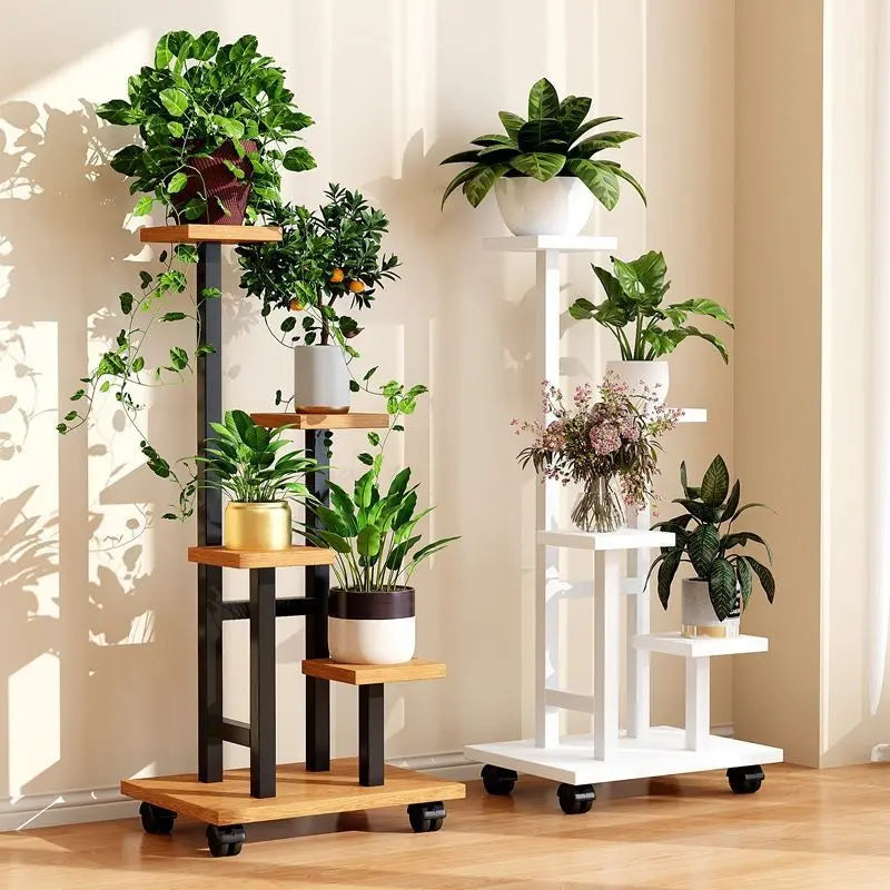 Rolling Multi-Tier Plant Stand