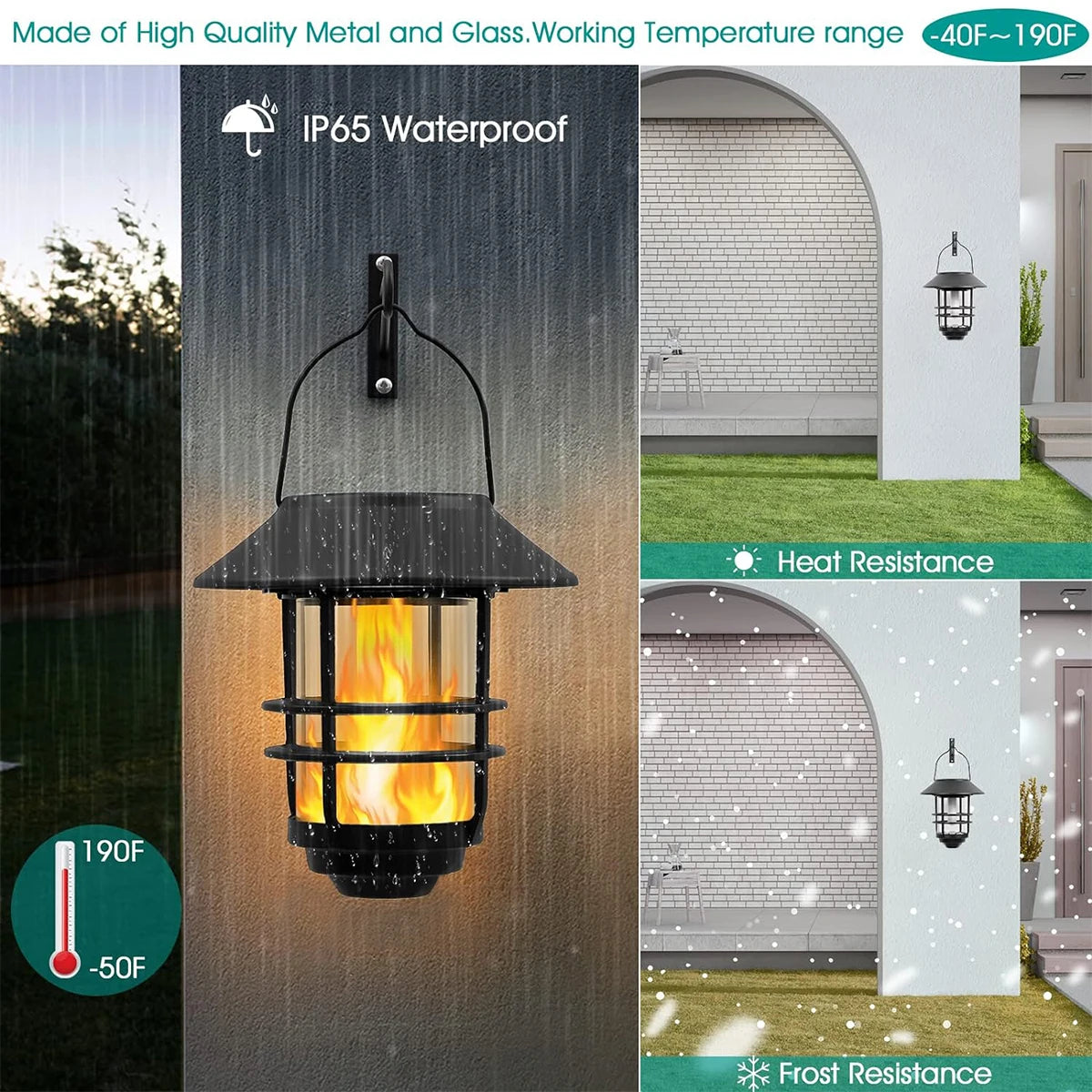 Solar Flickering Flame Wall Lantern (2-Pack)