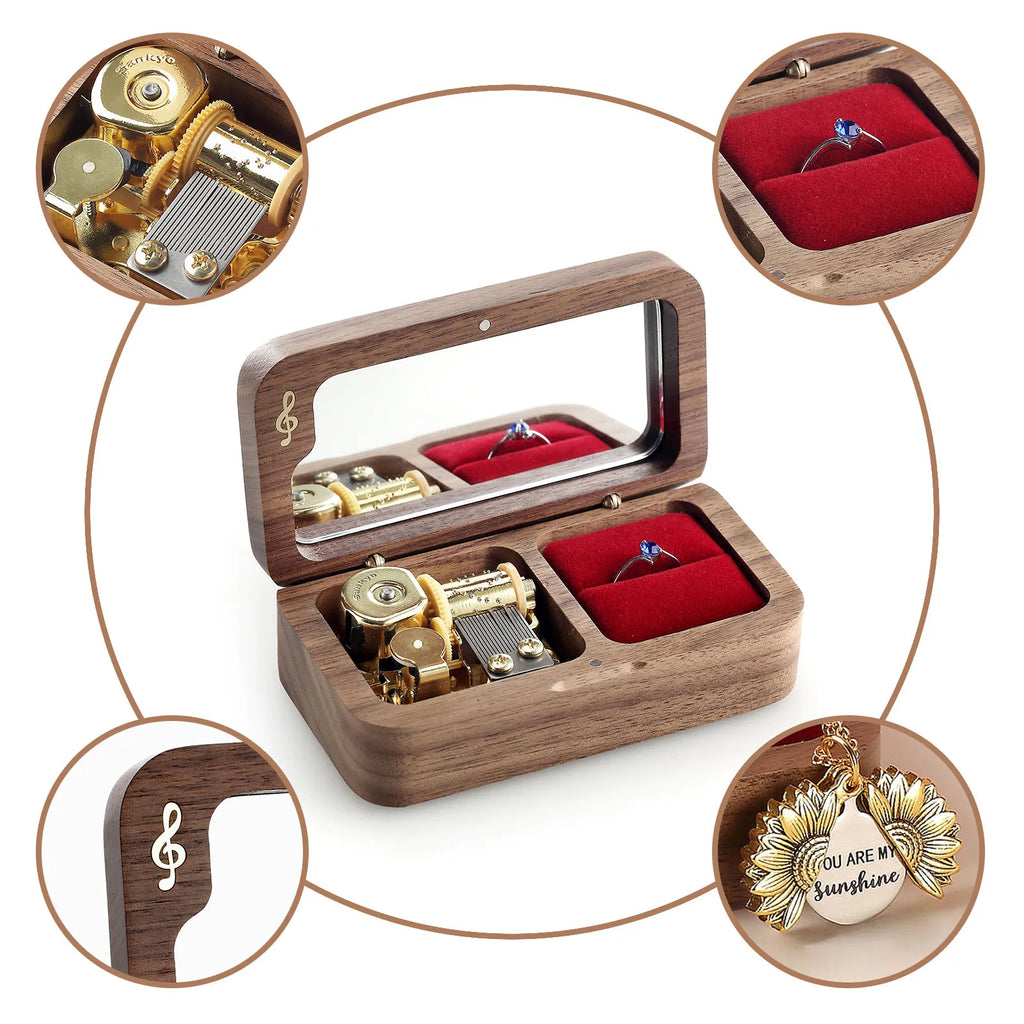Walnut Music Ring Box