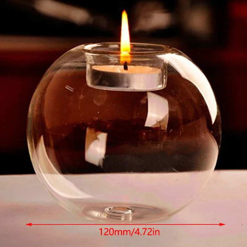 Round Glass Candle Holder Centerpiece