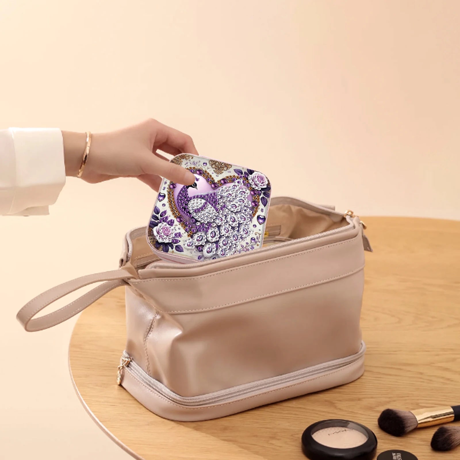 Diamond Art Peacock Jewelry Box