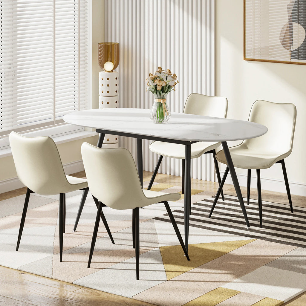 Extendable Marble Effect Dining Table