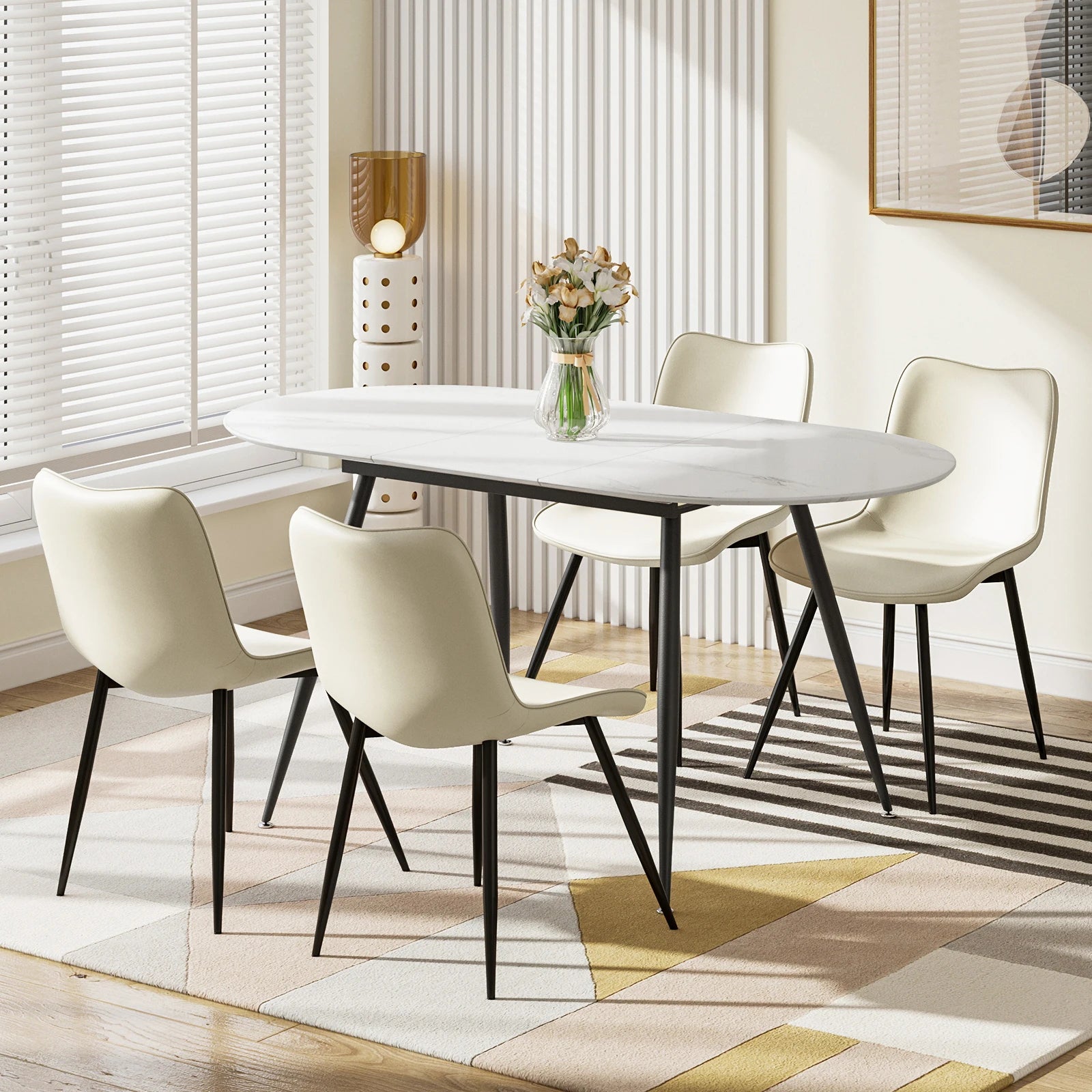 Extendable Marble Effect Dining Table
