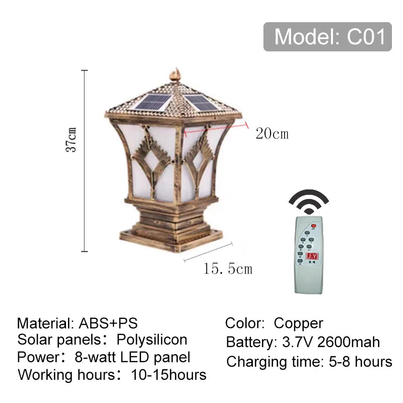 Solar Auto-Dimming Pillar Light